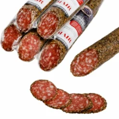 Haussalami Im Pfeffermantel, Vakuumiert, Ca. 250g - Metzgerei Mair -Essen Verkaufsgeschäft Haussalami mit Pfeffer
