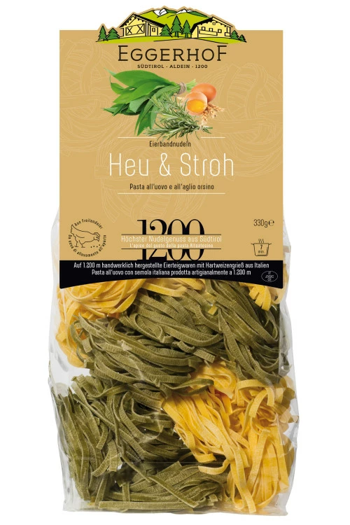 Heu Und Stroh Fettuccine - Eier- & Kräuterbandnudeln, 330g - Eggerhof 3 Heu Und Stroh Fettuccine - Eier- & Kräuterbandnudeln, 330g - Eggerhof