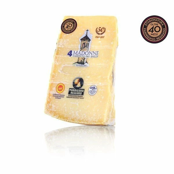 Parmesan, Parmigiano DOP über 40 Monate Gereift, 1 Kg - Caseificio 4 Madonne 3 Parmesan, Parmigiano DOP über 40 Monate Gereift, 1 Kg - Caseificio 4 Madonne