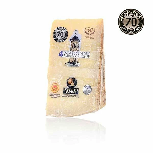 Parmesan, Parmigiano Reggiano DOP über 70 Monate Gereift, 1 Kg - Caseificio 4 Madonne 3 Parmesan, Parmigiano Reggiano DOP über 70 Monate Gereift, 1 Kg - Caseificio 4 Madonne