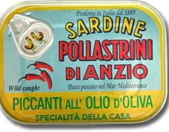 Pikante Sardinen Eingelegt In Olivenöl, Dose, 100 G - Pollastrini