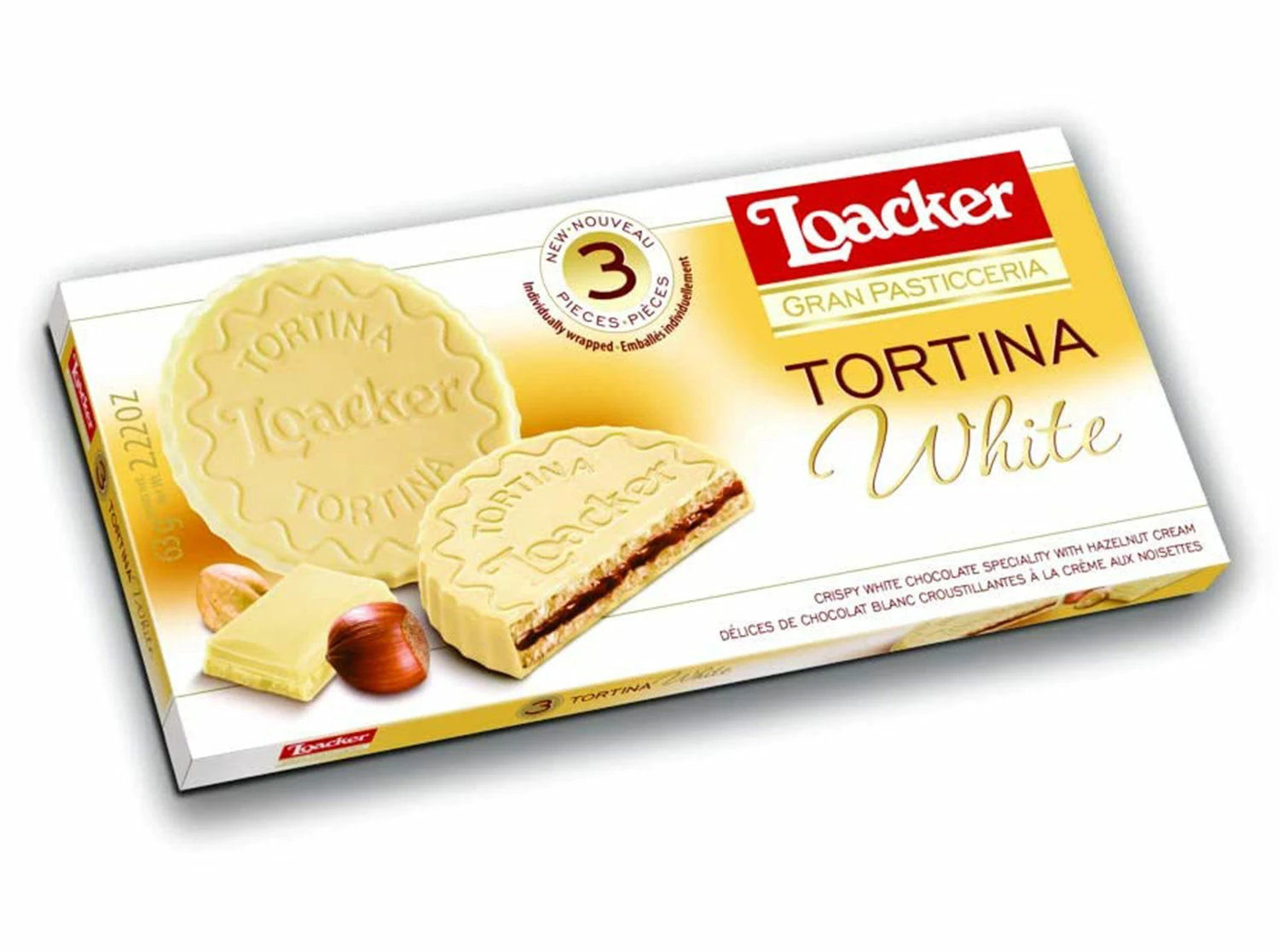 Tortina White - Zarte Schokowaffel Mit Weißer Schokolade 3x 21g - Loacker 3 Tortina White - Zarte Schokowaffel Mit Weißer Schokolade 3x 21g - Loacker