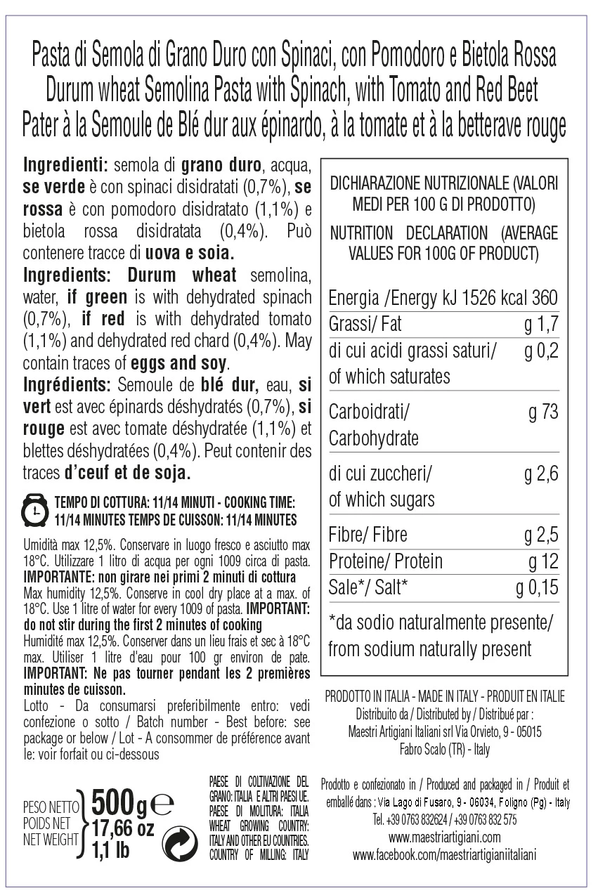 Conchiglioni Tricolore 500 G - Maestri Artigiani Italiani 4 Conchiglioni Tricolore 500 G - Maestri Artigiani Italiani - Image 2